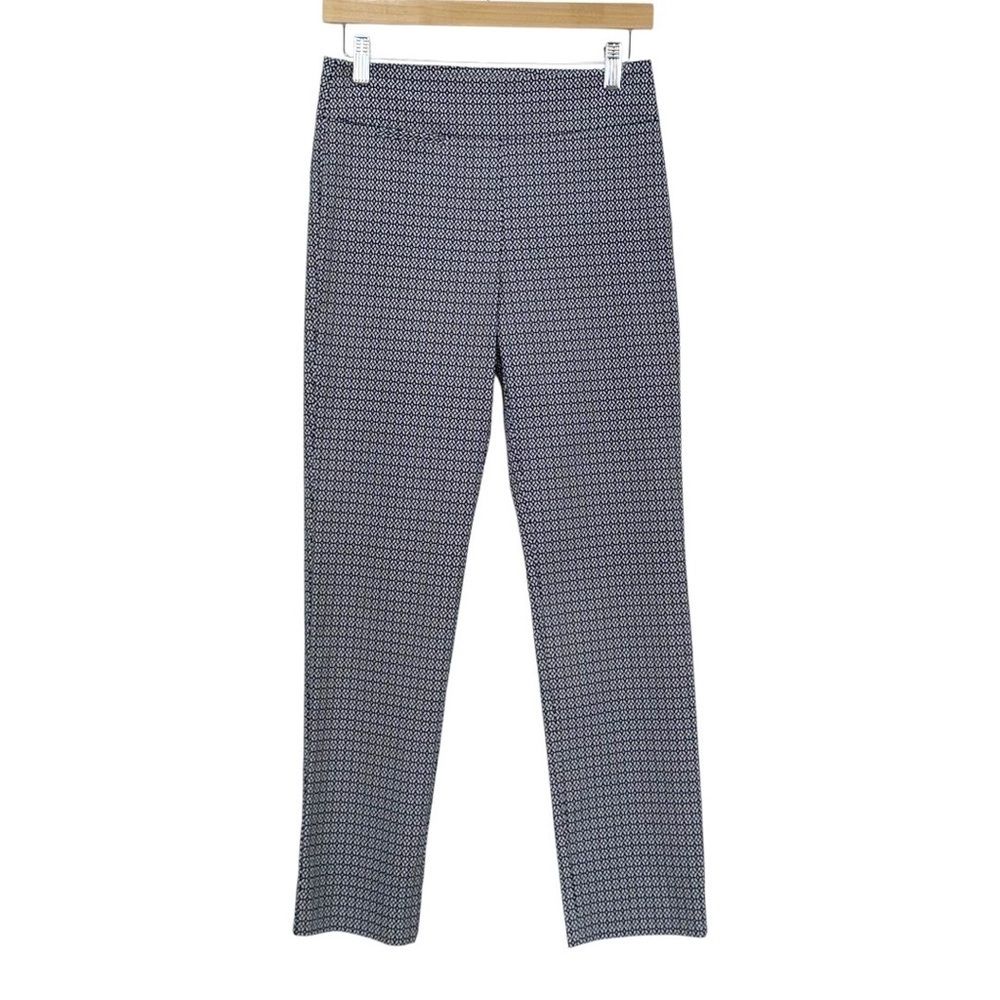 IMNYC Isaac Mizrahi Slimming Stretch Ankle Pants S/P Black White Geometric Print